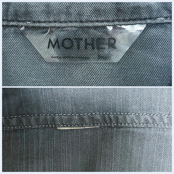 Mother Gray Worn In Washed Out Discolored Snap Button Up Collared Blouse Small - Picture 12 of 12